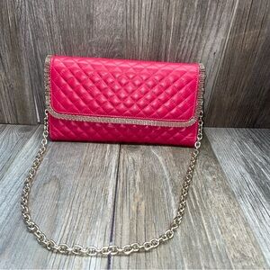Pink Chain Quilted Leather Love Shoulder Clutch Bag Crossbody Designer Inspired